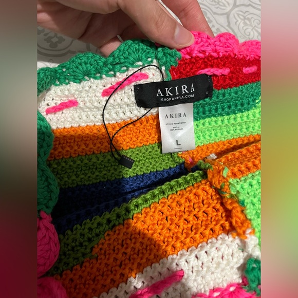 NWOT Akira Colored Heart Crochet Festival Pants Women’s Sz L Funky Baddie Beach - Picture 4 of 9